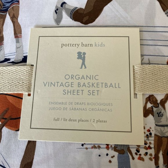 Pottery Barn Kids Organic Cotton Vintage Basket Ball Players Twin Sheet Set New Pottery Barn Kids Organic Cotton Vintage Basket Ball Players Twin Sheet Set New